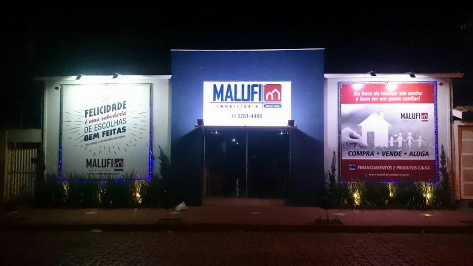 Imobiliria Malufi em Olimpia - Fachada a noite